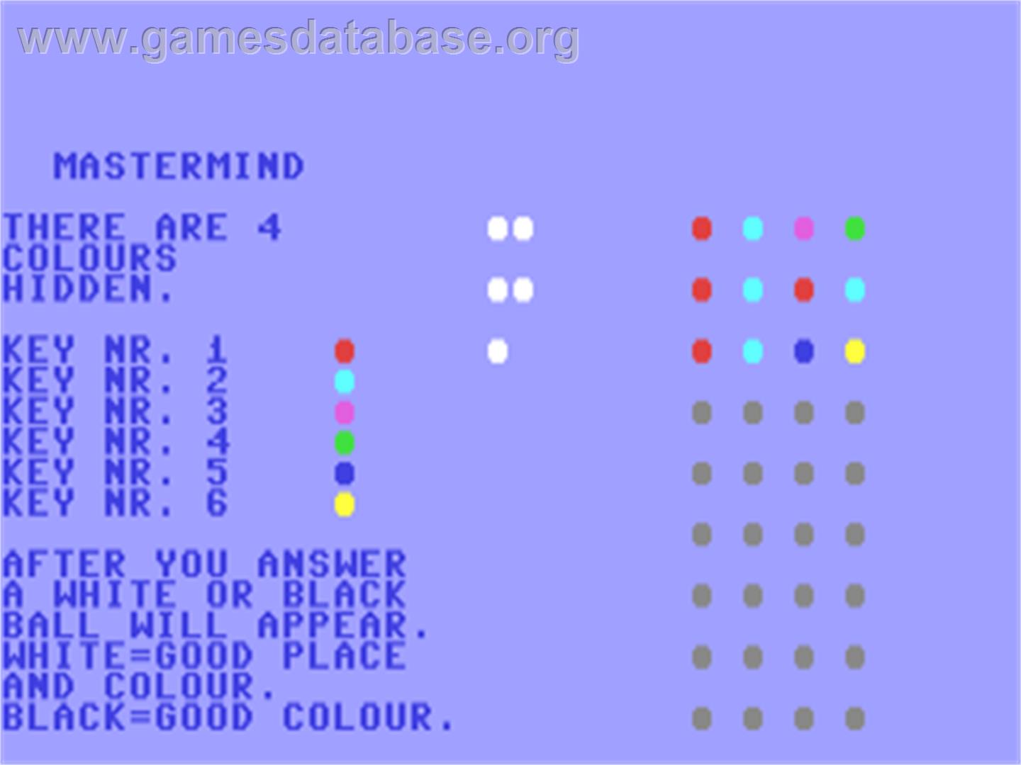 Mastermind (ShareData) - Commodore 64 - Artwork - In Game