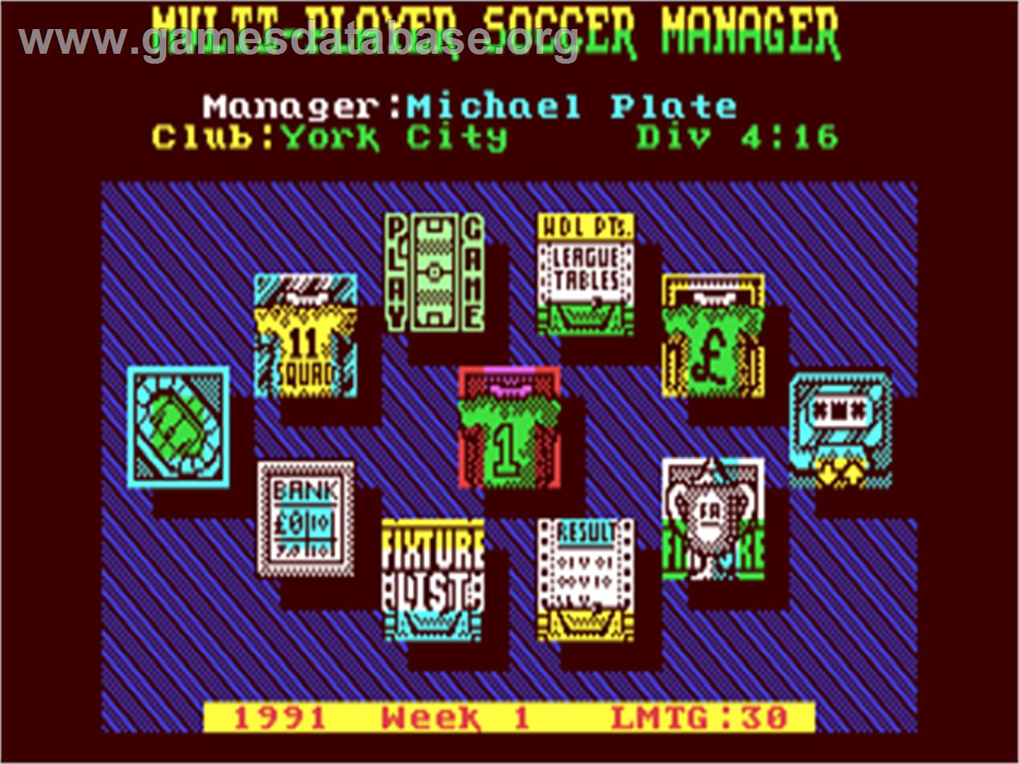 Multi-player Soccer Manager - Commodore 64 - Artwork - In Game
