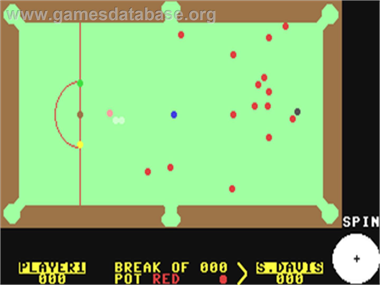 Steve Davis Snooker - Commodore 64 - Artwork - In Game