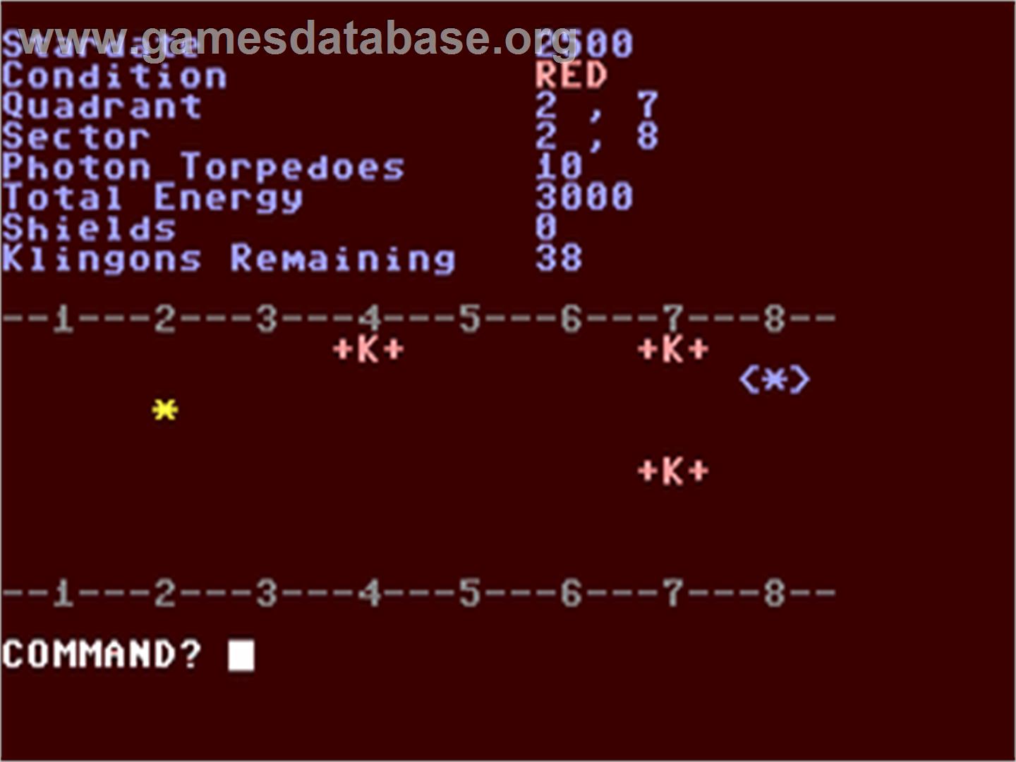 Super Star Trek (Unknown) - Commodore 64 - Artwork - In Game