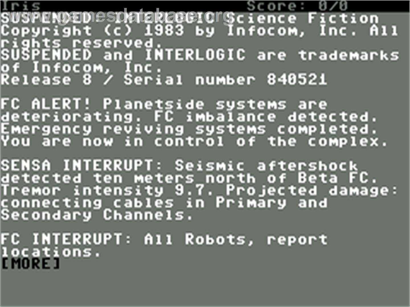 Suspended - Commodore 64 - Artwork - In Game