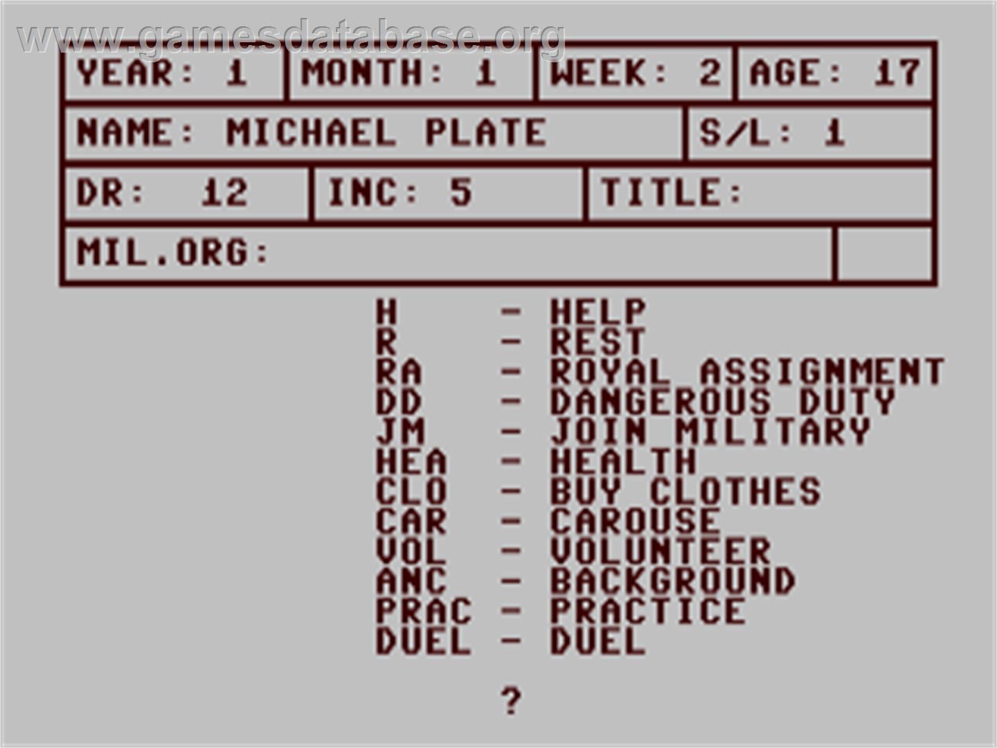 Swordpoint - Commodore 64 - Artwork - In Game