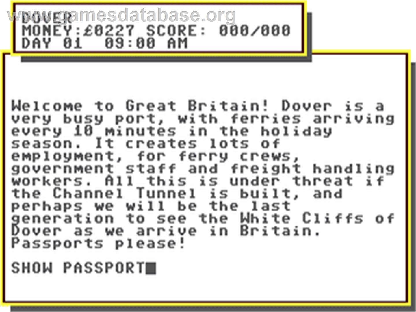 Take A Trip To Britain - Commodore 64 - Artwork - In Game