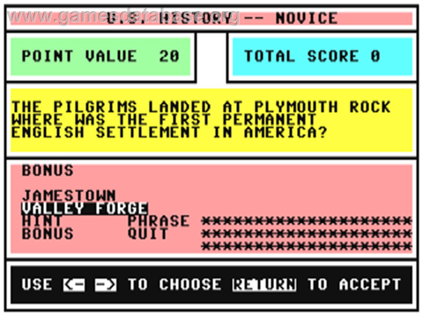 Trivia Plus - Commodore 64 - Artwork - In Game