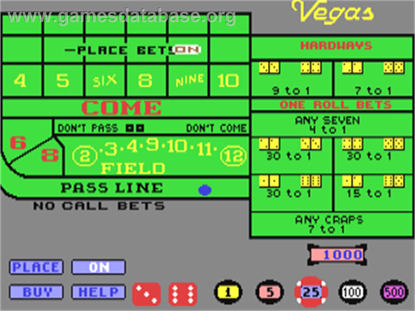 Vegas Craps - Commodore 64 - Artwork - In Game
