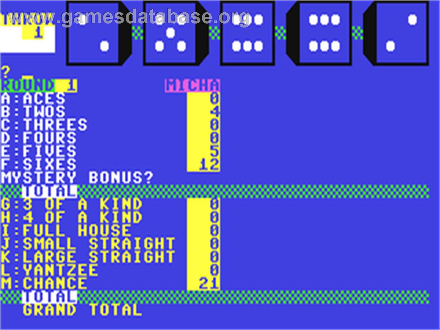 Yantzee - Commodore 64 - Artwork - In Game
