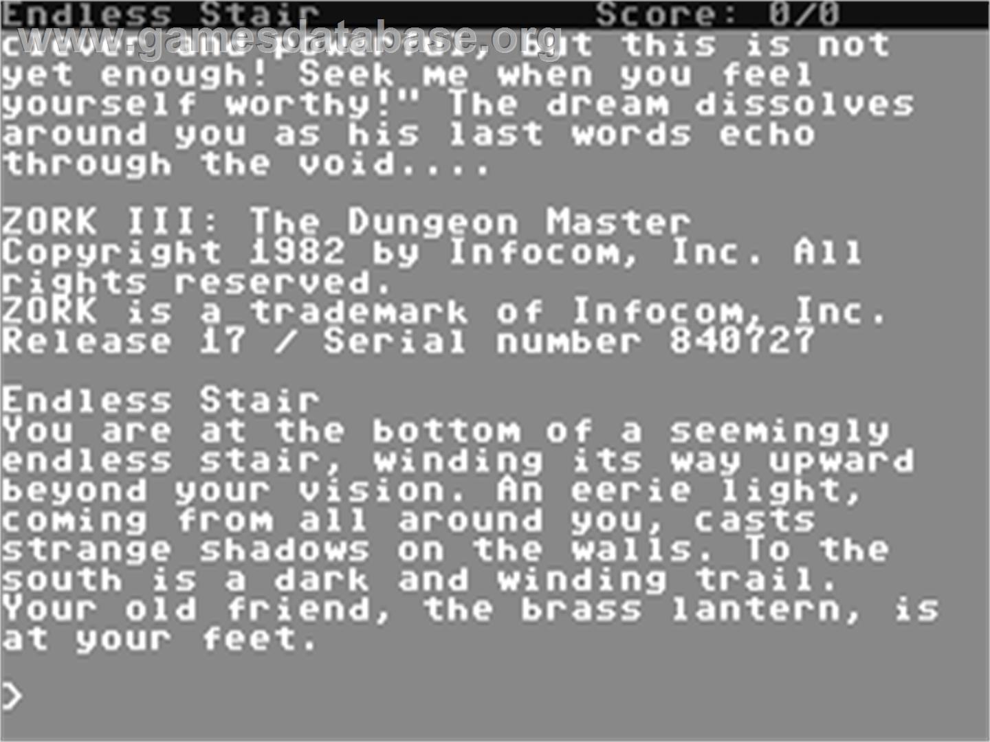 Zork III - The Dungeon Master - Commodore 64 - Artwork - In Game