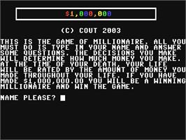 Title screen of $1,000,000 on the Commodore 64.