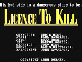 Title screen of 007: Licence to Kill on the Commodore 64.