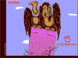 Title screen of 15 Pietnastka on the Commodore 64.