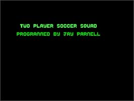 Title screen of 2 Player Soccer Squad on the Commodore 64.
