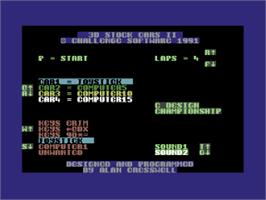Title screen of 3D Stock Cars II on the Commodore 64.