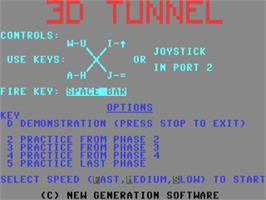 Title screen of 3d Tunnel on the Commodore 64.