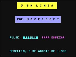 Title screen of 5 En Linea on the Commodore 64.