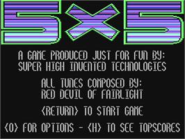 Title screen of 5x5 on the Commodore 64.