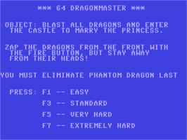 Title screen of 64 Dragonmaster on the Commodore 64.