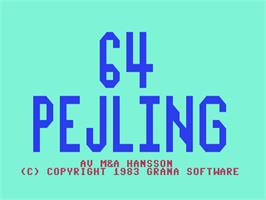 Title screen of 64 Pejling on the Commodore 64.
