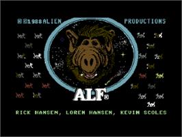 Title screen of ALF: The First Adventure on the Commodore 64.