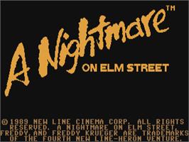 Title screen of A Nightmare on Elm Street on the Commodore 64.