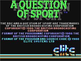 Title screen of A Question of Sport on the Commodore 64.