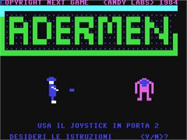 Title screen of Adermen on the Commodore 64.