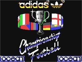 Title screen of Adidas Championship Football on the Commodore 64.