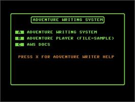 Title screen of Adventure Writing System on the Commodore 64.