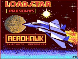 Title screen of Aerohawk on the Commodore 64.