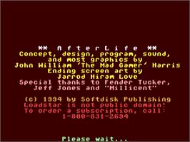 Title screen of Afterlife on the Commodore 64.
