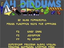 Title screen of Ah Diddums on the Commodore 64.