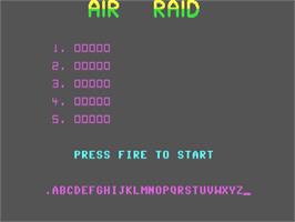 Title screen of Air Raid on the Commodore 64.