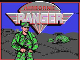 Title screen of Airborne Ranger on the Commodore 64.