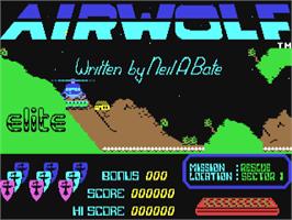 Title screen of Airwolf on the Commodore 64.