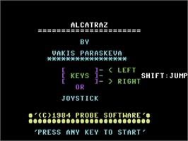 Title screen of Alcatraz on the Commodore 64.