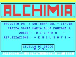 Title screen of Alchimia on the Commodore 64.