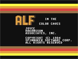 Title screen of Alf In The Color Caves on the Commodore 64.