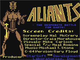 Title screen of Aliants - The Desperate Battle For Earth on the Commodore 64.
