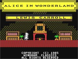 Title screen of Alice In Wonderland on the Commodore 64.