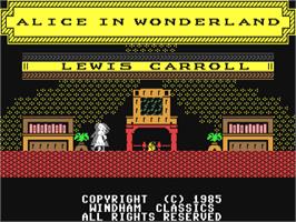 Title screen of Alice in Wonderland on the Commodore 64.
