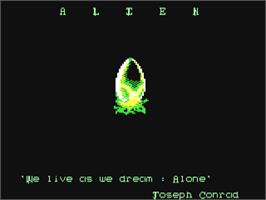 Title screen of Alien (Tronic Verlag) on the Commodore 64.