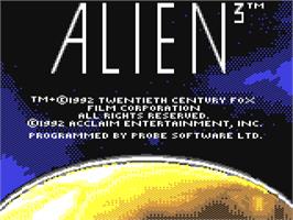 Title screen of Alien 3 on the Commodore 64.