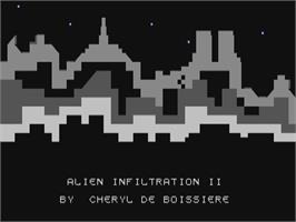Title screen of Alien Infiltration on the Commodore 64.