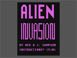 Title screen of Alien Invasion on the Commodore 64.