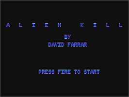 Title screen of Alien Kill on the Commodore 64.
