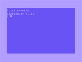 Title screen of Alien Snipers on the Commodore 64.