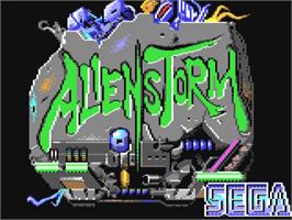 Title screen of Alien Storm on the Commodore 64.