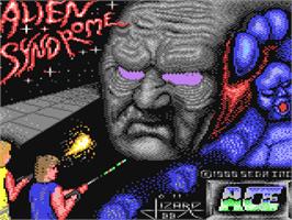 Title screen of Alien Syndrome on the Commodore 64.