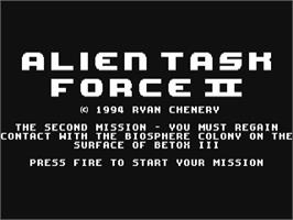 Title screen of Alien Task Force 2 on the Commodore 64.
