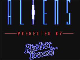 Title screen of Aliens: The Computer Game on the Commodore 64.