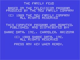 Title screen of All New Family Feud on the Commodore 64.